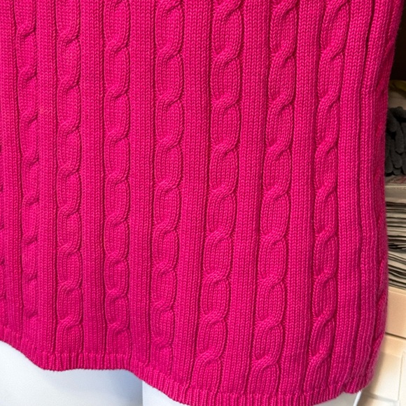 TALBOTS SWEATER. PETITE SMALL HOT PINK CABLE KNIT SWEATER. GREAT CONDITION - Picture 5 of 16
